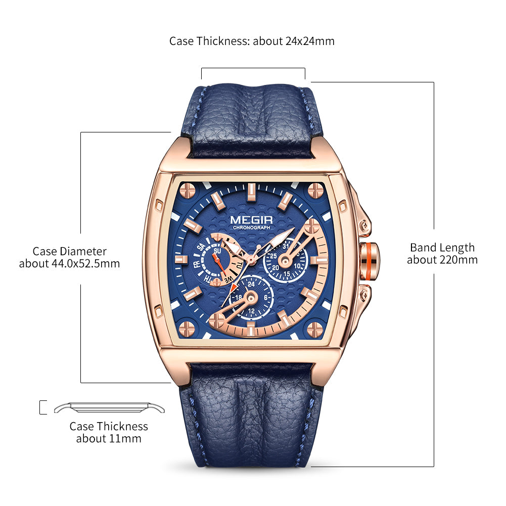 MEGIR Fashion Mens Watches Brand Luxury Waterproof Military WristWatch Leather Sport Quartz Date Weeds Clock Reloj Hombre-6