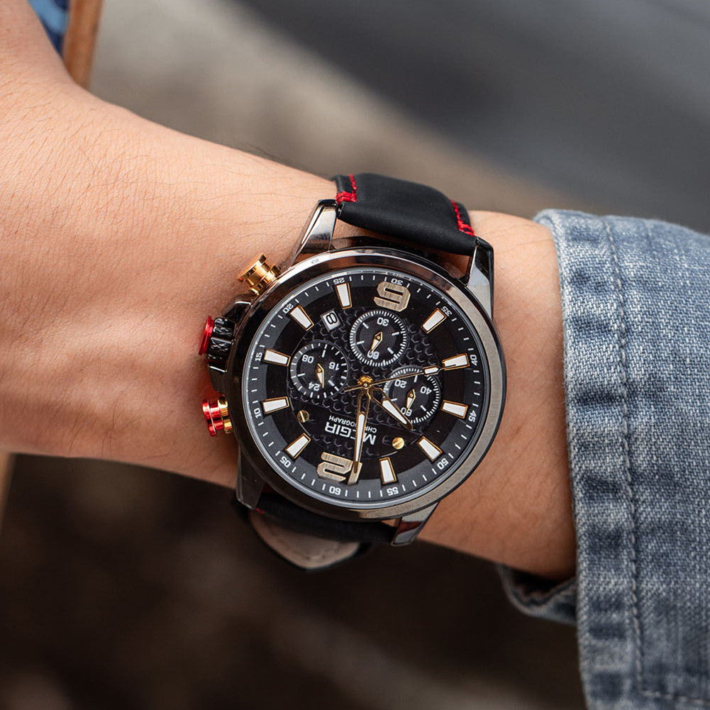 MEGIR Men's Quartz Wrist Watch Stainless Steel Band Chronograph Watches Luminous Waterproof Wristwatch Man Clock Military Watch-4