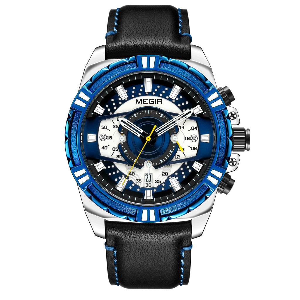 MEGIR Luxury Casual Watches for Men Fashion Leather Sports Military Wristwatch Calendar Luminous Quartz Man Clock Montre Homme