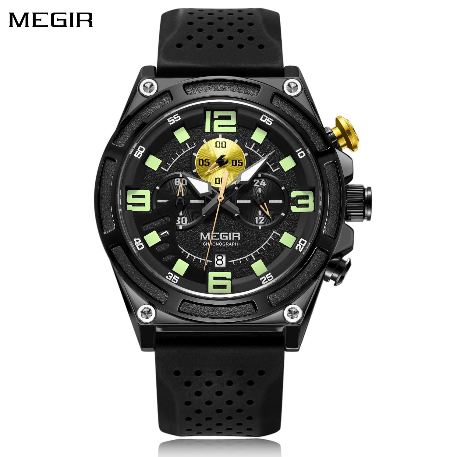MEGIR Man Chronograph Top Brand Luxury Military Sports Watches for Men Waterproof Date Silicone Wristwatch Clock Reloj Hombre-0