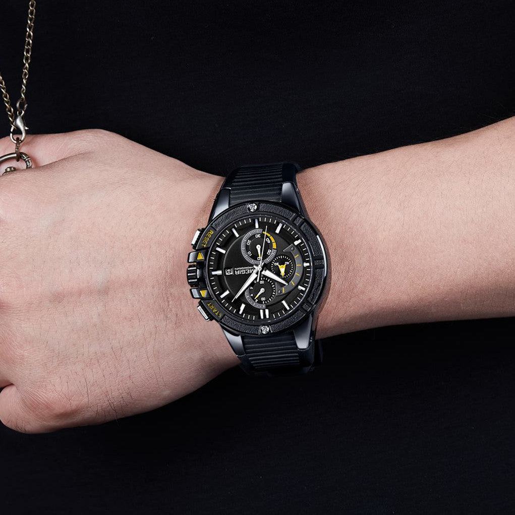 MEGIR Watches for Men Chronograph Fashion Luxury Sports Watches Silicone Strap Waterproof Calendar Quartz Man Clock Wristwatch