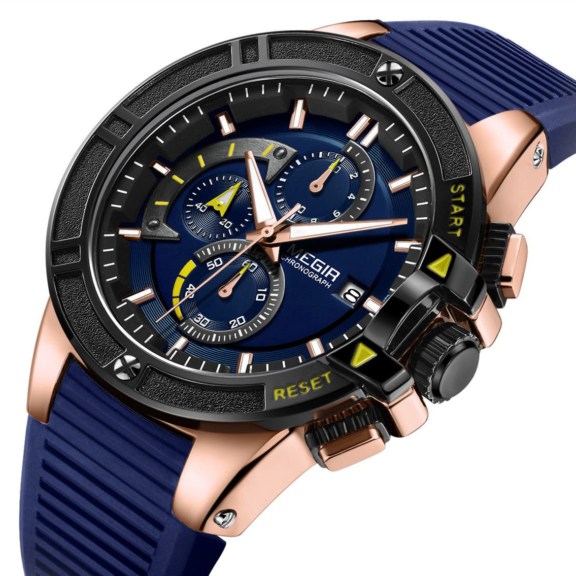 MEGIR Watches for Men Chronograph Fashion Luxury Sports Watches Silicone Strap Waterproof Calendar Quartz Man Clock Wristwatch