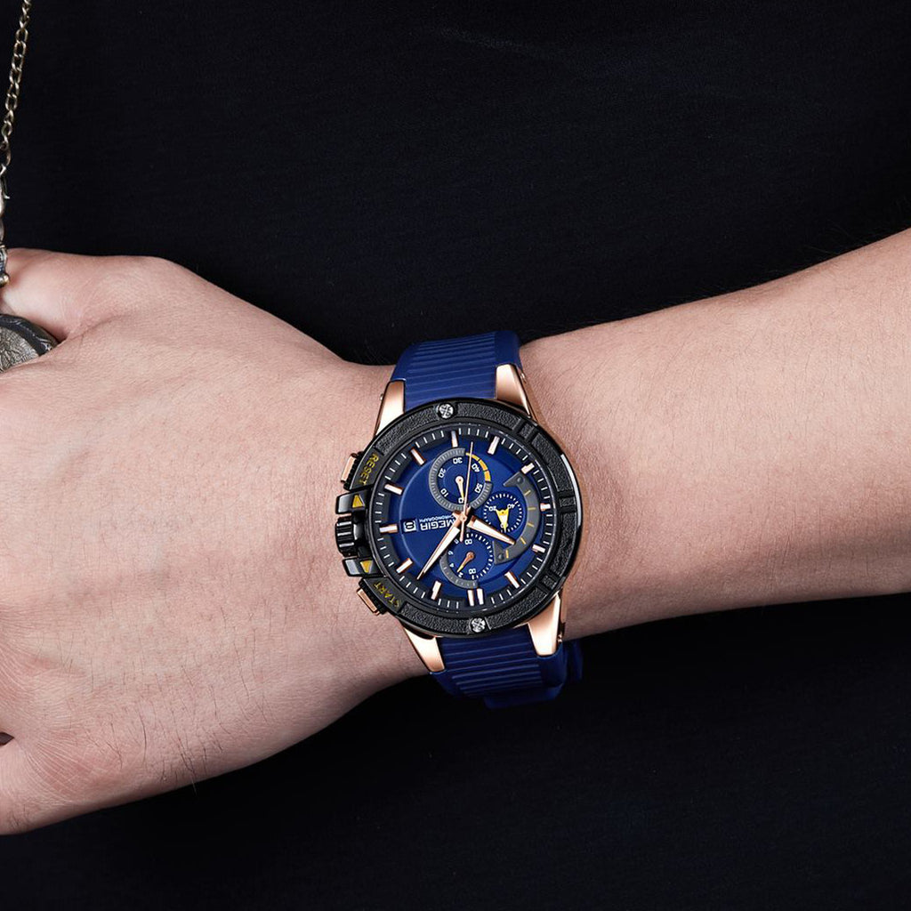 MEGIR Watches for Men Chronograph Fashion Luxury Sports Watches Silicone Strap Waterproof Calendar Quartz Man Clock Wristwatch