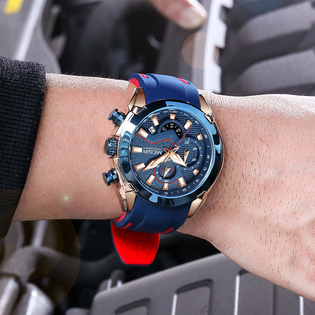 MEGIR Fashion Men's Watches Silicone Military Sport Watch Waterproof Date Chronograph Clock Wrist Watch Relogio Masculino 2065-2