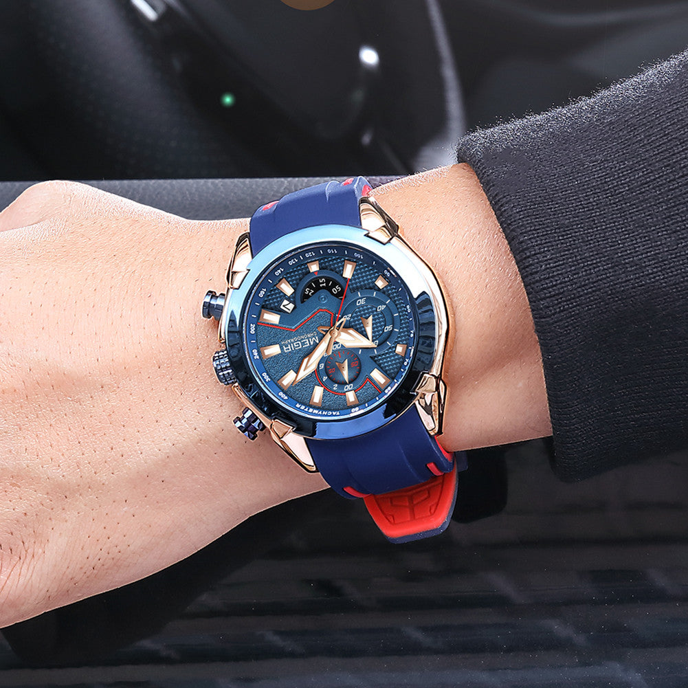 MEGIR Fashion Men's Watches Silicone Military Sport Watch Waterproof Date Chronograph Clock Wrist Watch Relogio Masculino 2065-1