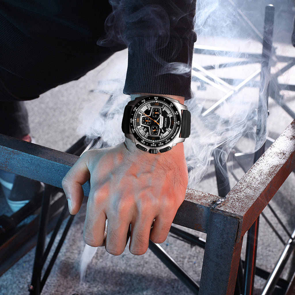 MEGIR Chronograph Men Sport Watch Fashion Silicone Army Military Watches Relogio Masculino Quartz Wrist Watch Clock Men 2056-4