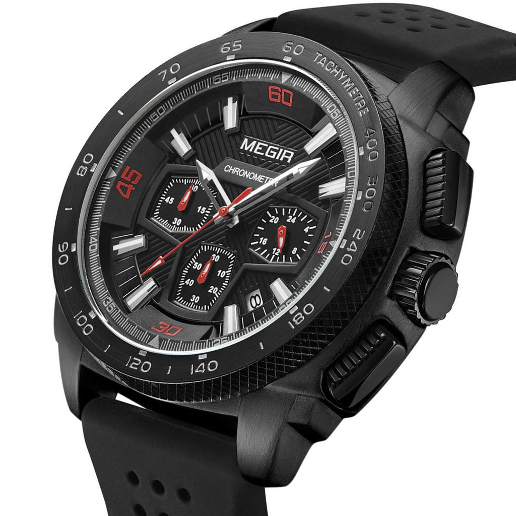 MEGIR Chronograph Men Sport Watch Fashion Silicone Army Military Watches Relogio Masculino Quartz Wrist Watch Clock Men 2056-9
