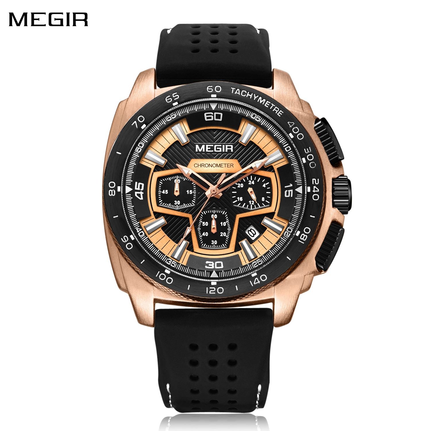MEGIR Chronograph Men Sport Watch Fashion Silicone Army Military Watches Relogio Masculino Quartz Wrist Watch Clock Men 2056-0