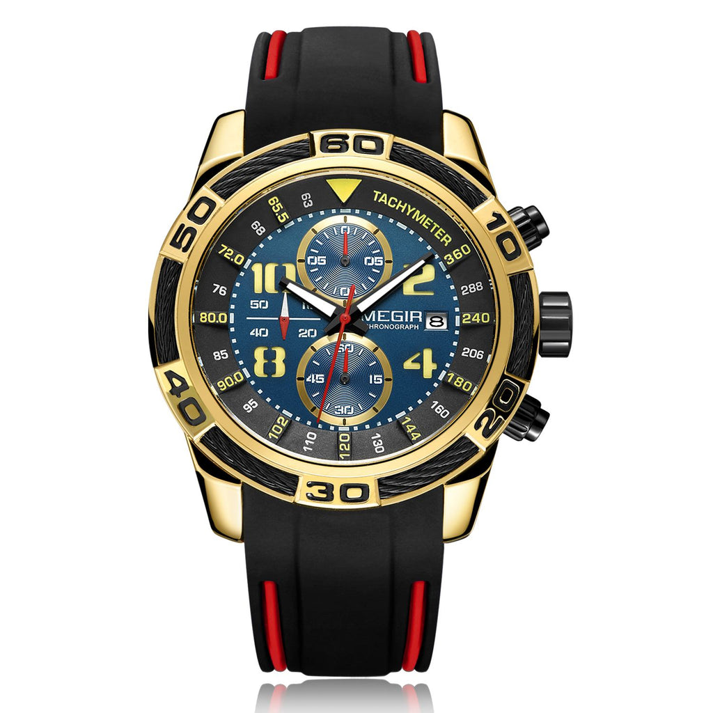 MEGIR Fashion Sports Watches for Mens Luxury Quartz Casual Wristwatch Relogio Masculino Man Chronograph Silicone Strap Clock