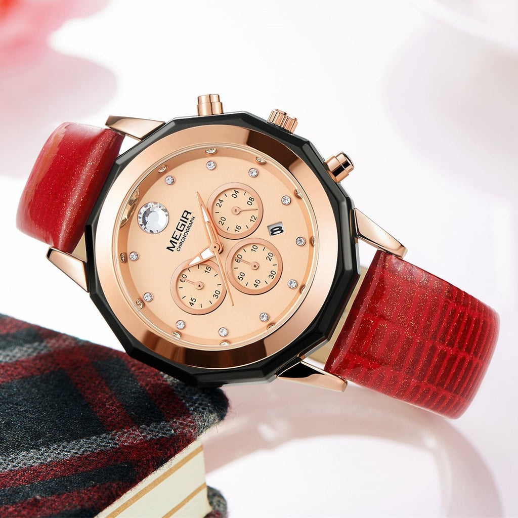 MEGIR Luxury Brand Women Bracelet Watches Ladies Fashion Quartz Sport Wristwatch Leather Dress Clock Chronograph Reloj Hombre-2
