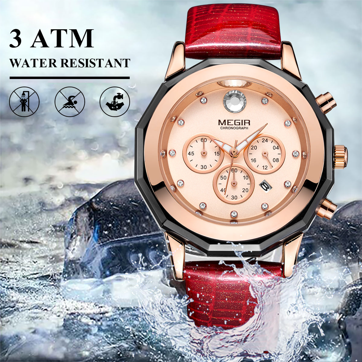 MEGIR Luxury Brand Women Bracelet Watches Ladies Fashion Quartz Sport Wristwatch Leather Dress Clock Chronograph Reloj Hombre-9