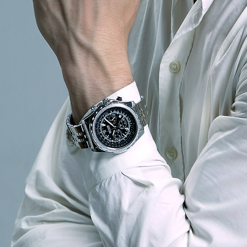 MEGIR Fashion Business Men's Watch Stainless Steel Quartz Wristwatch Calendar Big Dial Man Military Sports Chronograph Clock-1