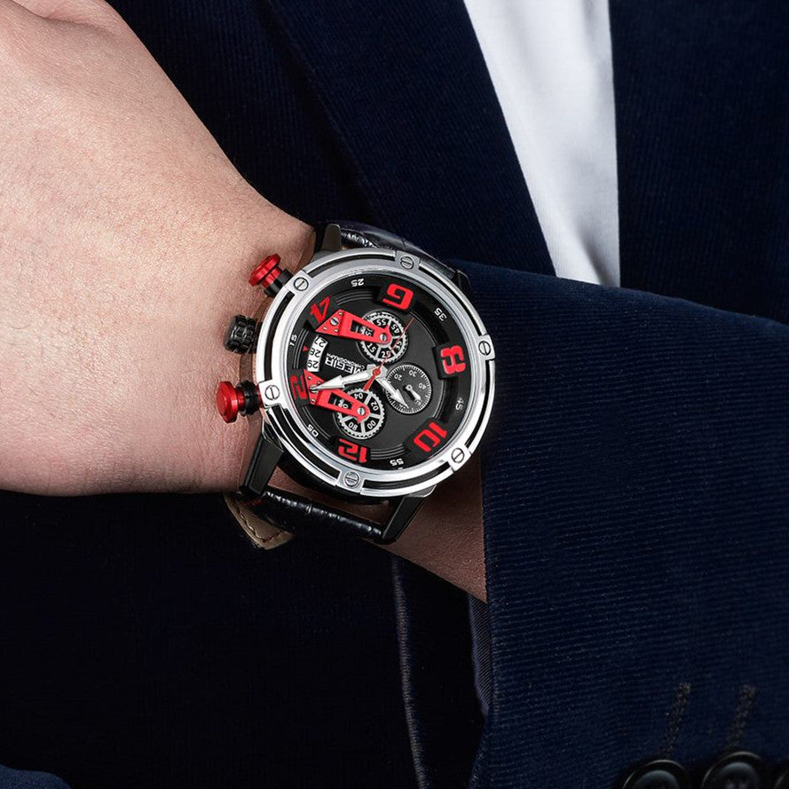 MEGIR Fashion Mens Watches Luxury Sports Watches Leather Strap Army Military Quartz Wristwatch Chronograph Male Clock 2078