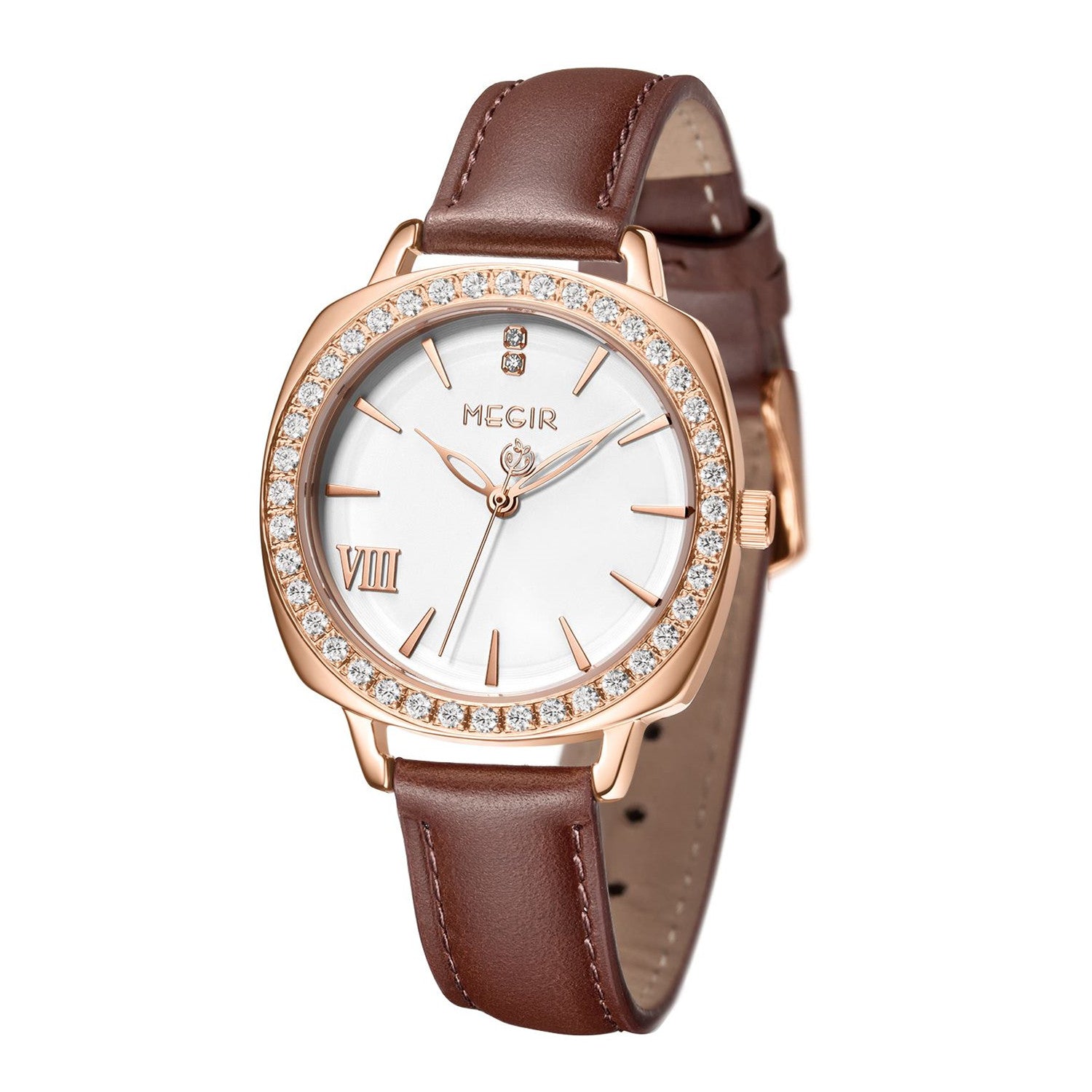 MEGIR Fashion Women Watch Luxury Diamond Leather Ladies Bracelet Watch Female Quartz Wristwatches Dress Clock Relogio Feminino-6