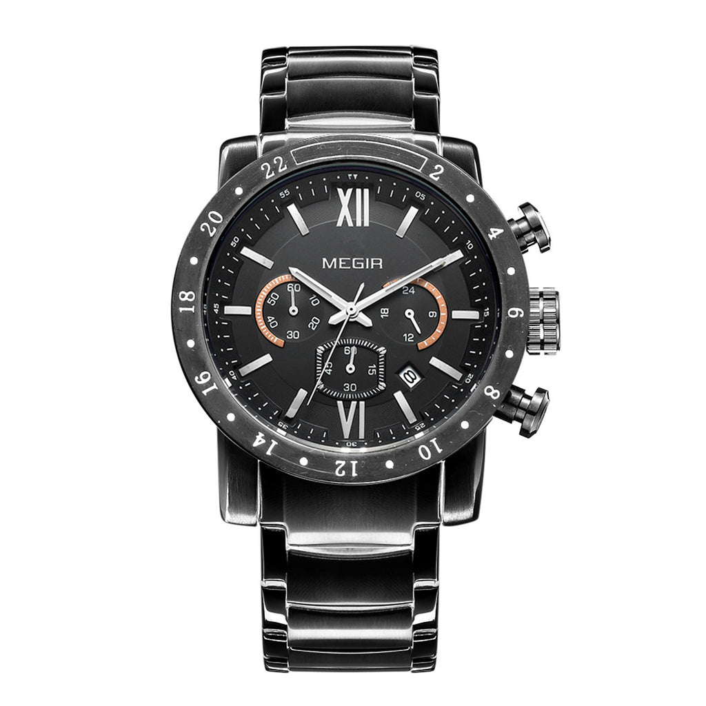MEGIR Luxury Men's Business Watches Chronograph Waterproof Stainless Steel Quartz Watch Calendar Male Clock Reloj Hombre 3008
