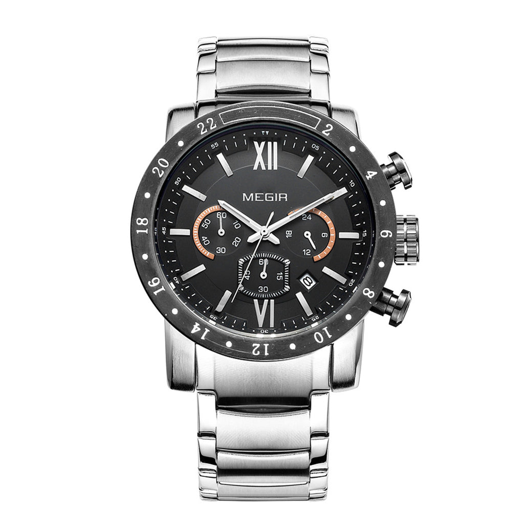 MEGIR Luxury Men's Business Watches Chronograph Waterproof Stainless Steel Quartz Watch Calendar Male Clock Reloj Hombre 3008