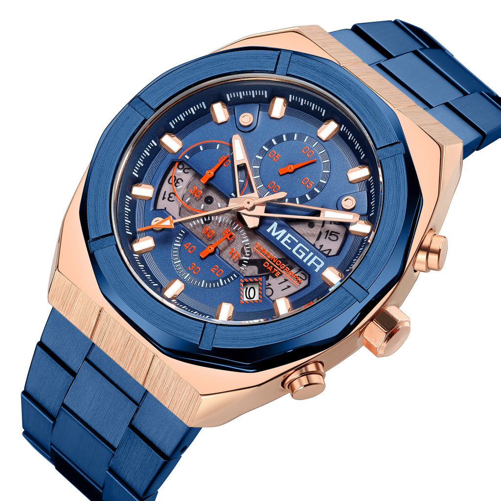 MEGIR New Watch for Men Top Brand Luxury Casual Quartz Wristwatch with Chronograph Waterproof Luminous Auto Date Reloj Hombre-11