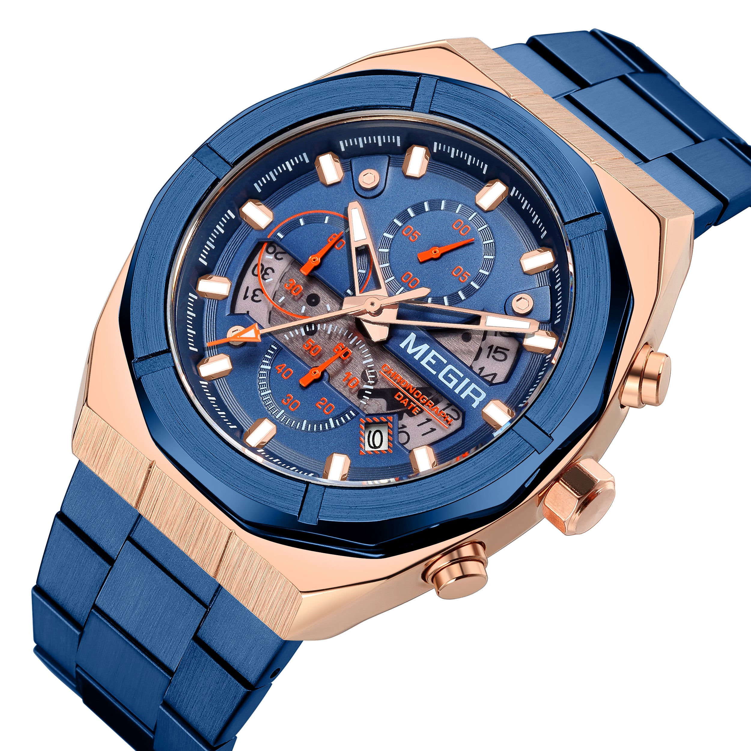 MEGIR New Watch for Men Top Brand Luxury Casual Quartz Wristwatch with Chronograph Waterproof Luminous Auto Date Reloj Hombre-11