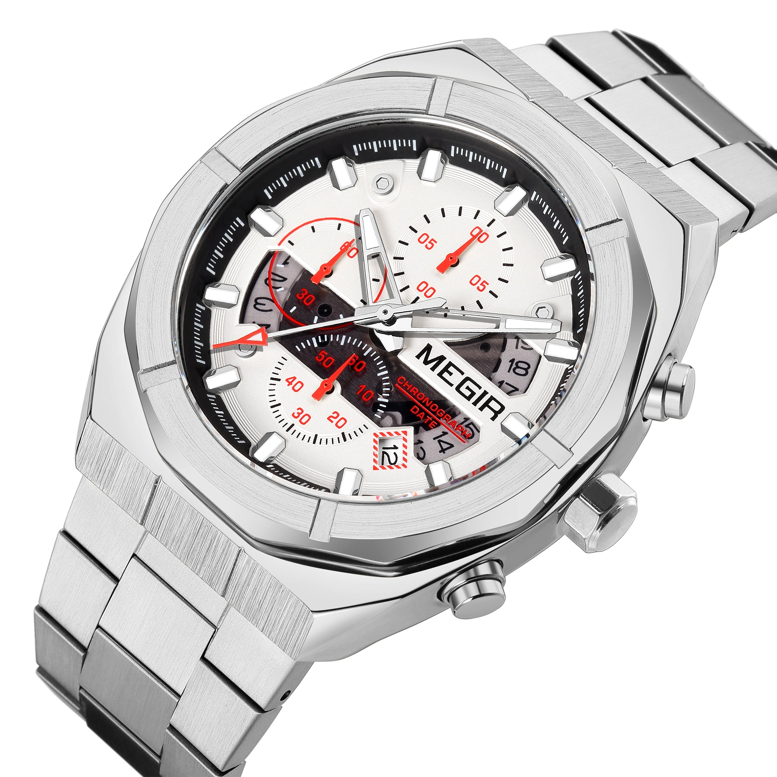 MEGIR New Watch for Men Top Brand Luxury Casual Quartz Wristwatch with Chronograph Waterproof Luminous Auto Date Reloj Hombre-12