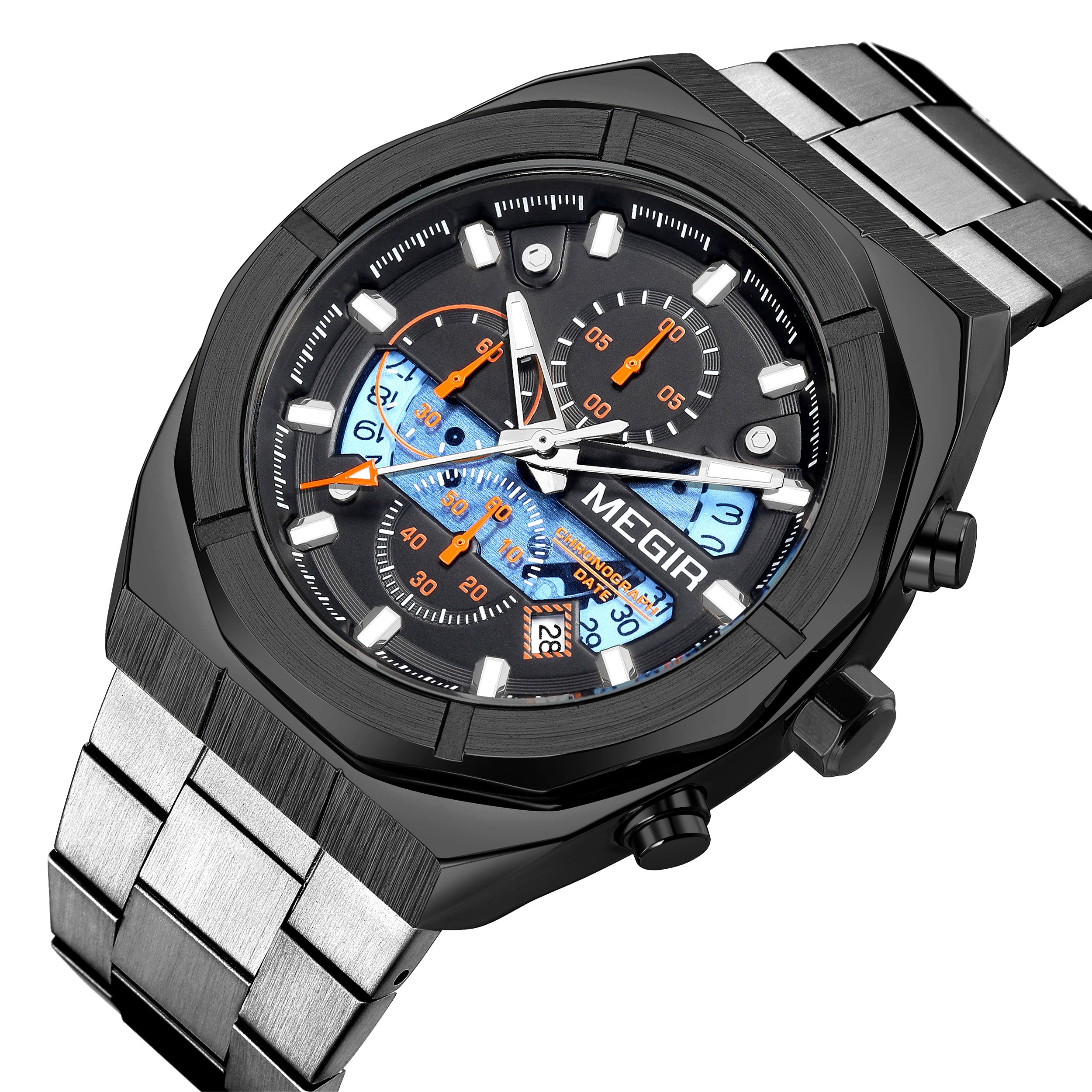 MEGIR New Watch for Men Top Brand Luxury Casual Quartz Wristwatch with Chronograph Waterproof Luminous Auto Date Reloj Hombre-13