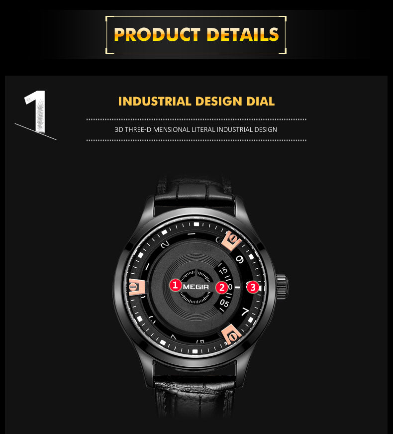 MEGIR Mens Watches Top Brand Luxury Leather Sport Military Watches Male Clock Waterproof Fashion Casual Quartz Wristwatch 1067