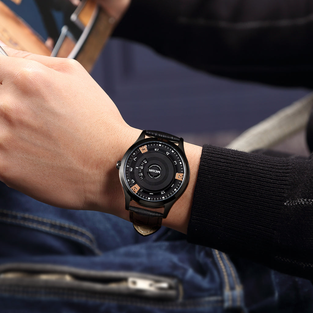 MEGIR Mens Watches Top Brand Luxury Leather Sport Military Watches Male Clock Waterproof Fashion Casual Quartz Wristwatch 1067