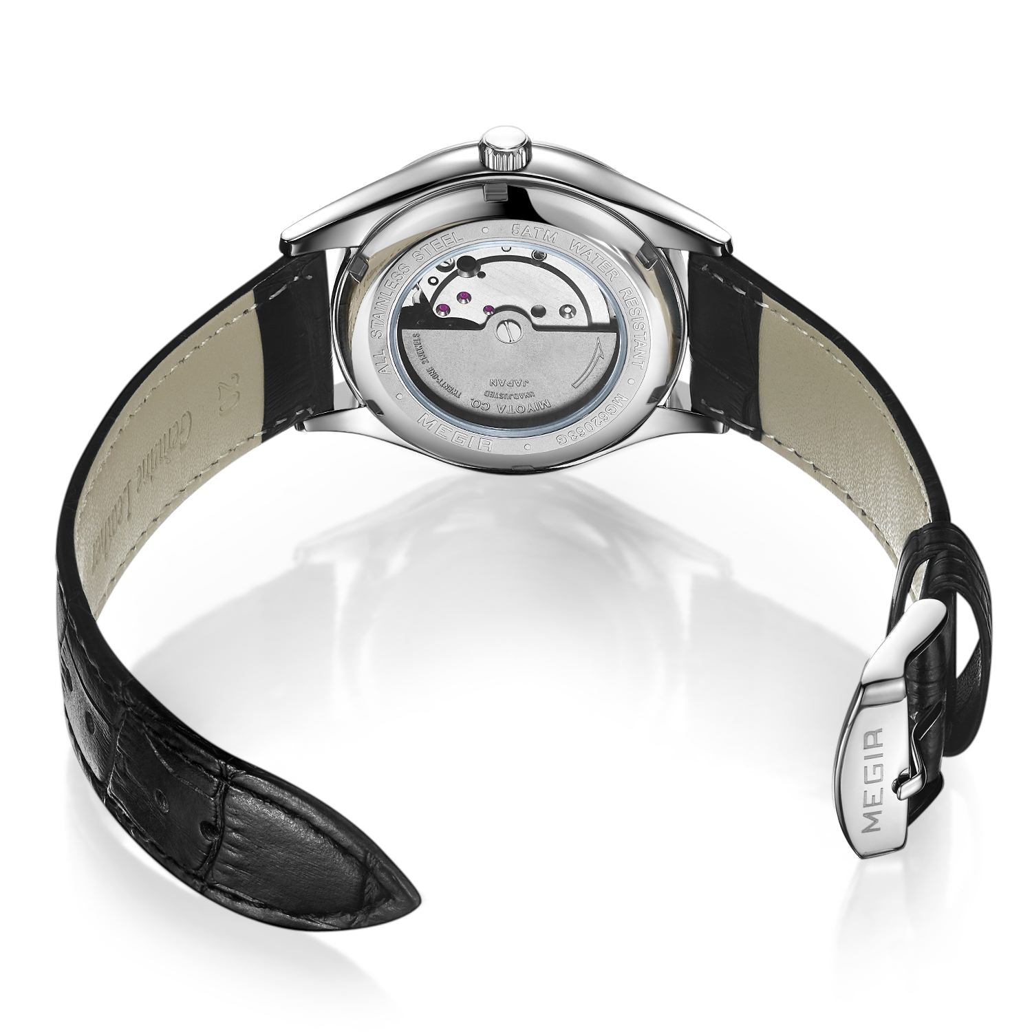 MEGIR Original Brand Men's Watches Automatic Mechanical Watch 5Bar Waterproof Leather Luxury Wristwatch Clock Relogio Masculino-6