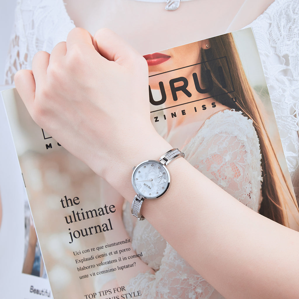 MEGIR Watch for Women Luxury Diamond Ladies Quartz Wristwatches Steel Women Bracelet Watches Female Dress Clock Relogio Feminino-3