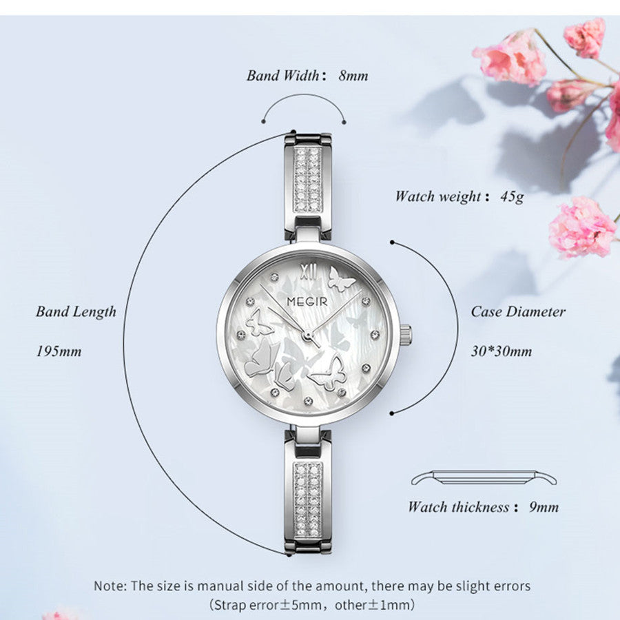 MEGIR Watch for Women Luxury Diamond Ladies Quartz Wristwatches Steel Women Bracelet Watches Female Dress Clock Relogio Feminino-4