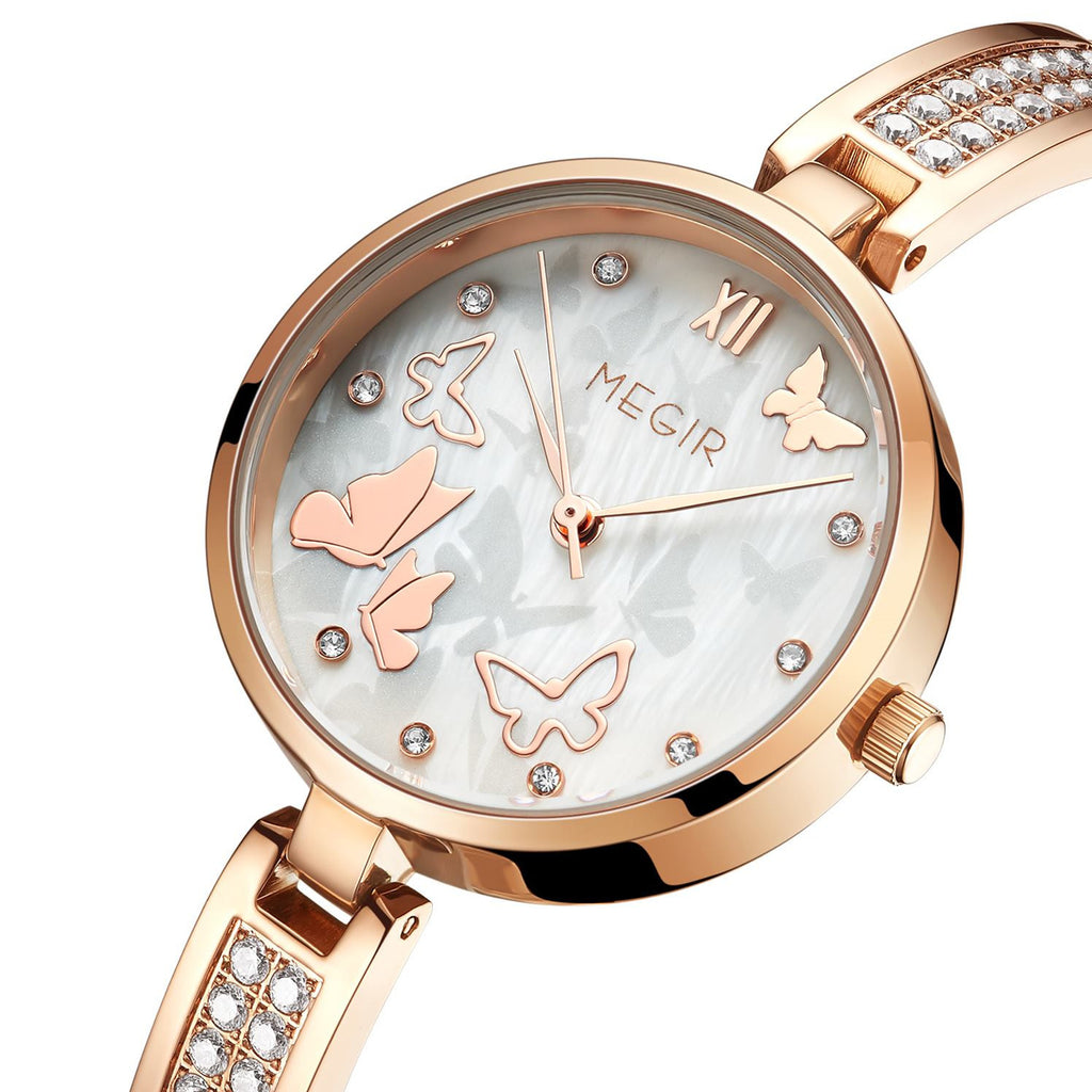 MEGIR Watch for Women Luxury Diamond Ladies Quartz Wristwatches Steel Women Bracelet Watches Female Dress Clock Relogio Feminino-9