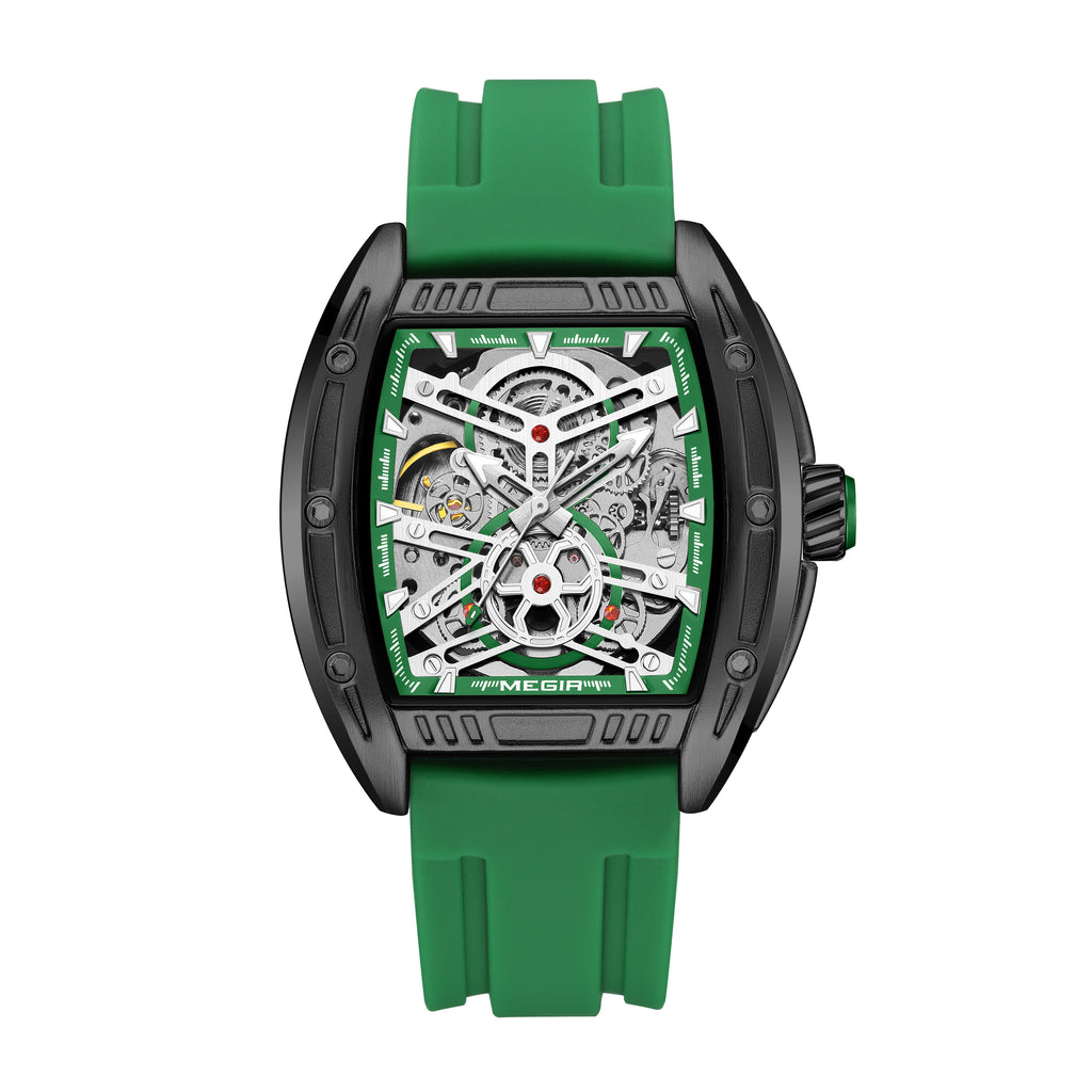 MEGIR Original Luxury Sport Watch for Men Silicone Band Automatic Mechanical Movement WristWatches Luminous Clock Reloj Hombre