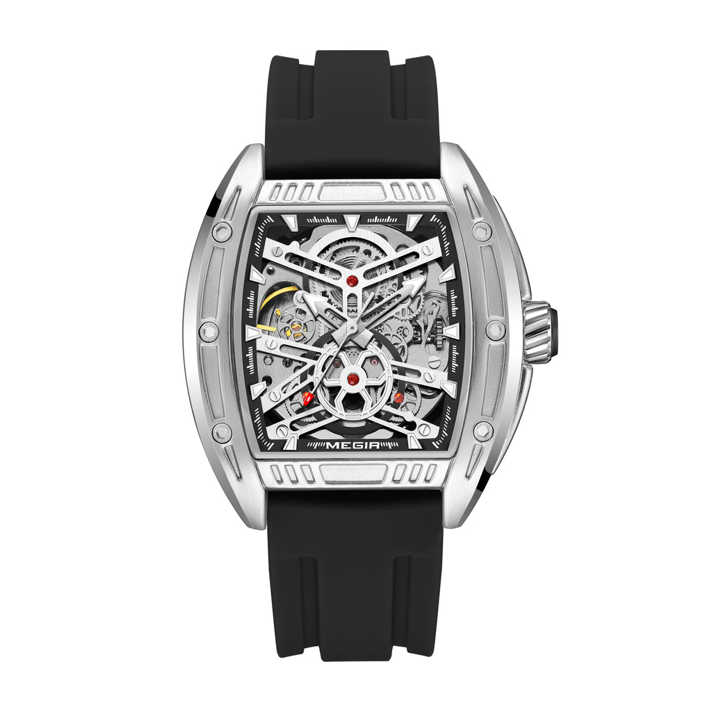 MEGIR Original Luxury Sport Watch for Men Silicone Band Automatic Mechanical Movement WristWatches Luminous Clock Reloj Hombre