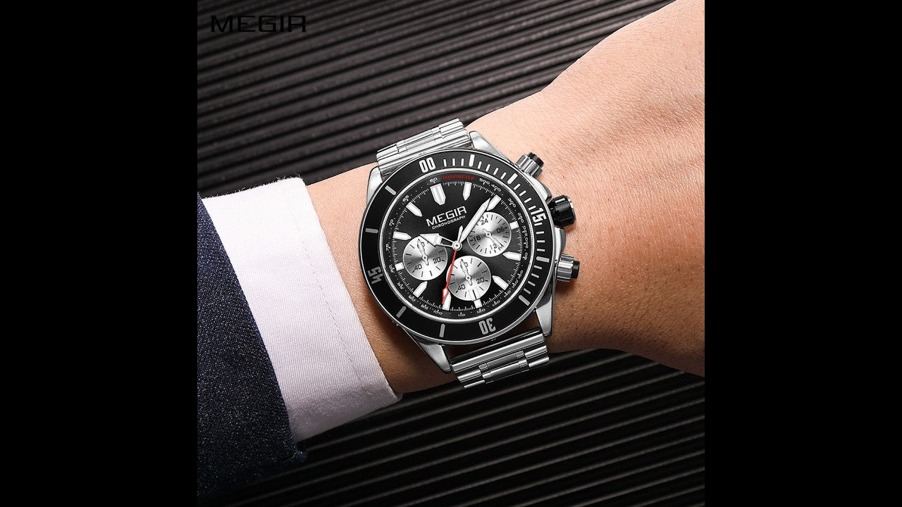 MEGIR Watch with Chronograph Men Fashion Quartz Military Waterproof Calendar Business Casual Wrist Watches Clock Montre Homme