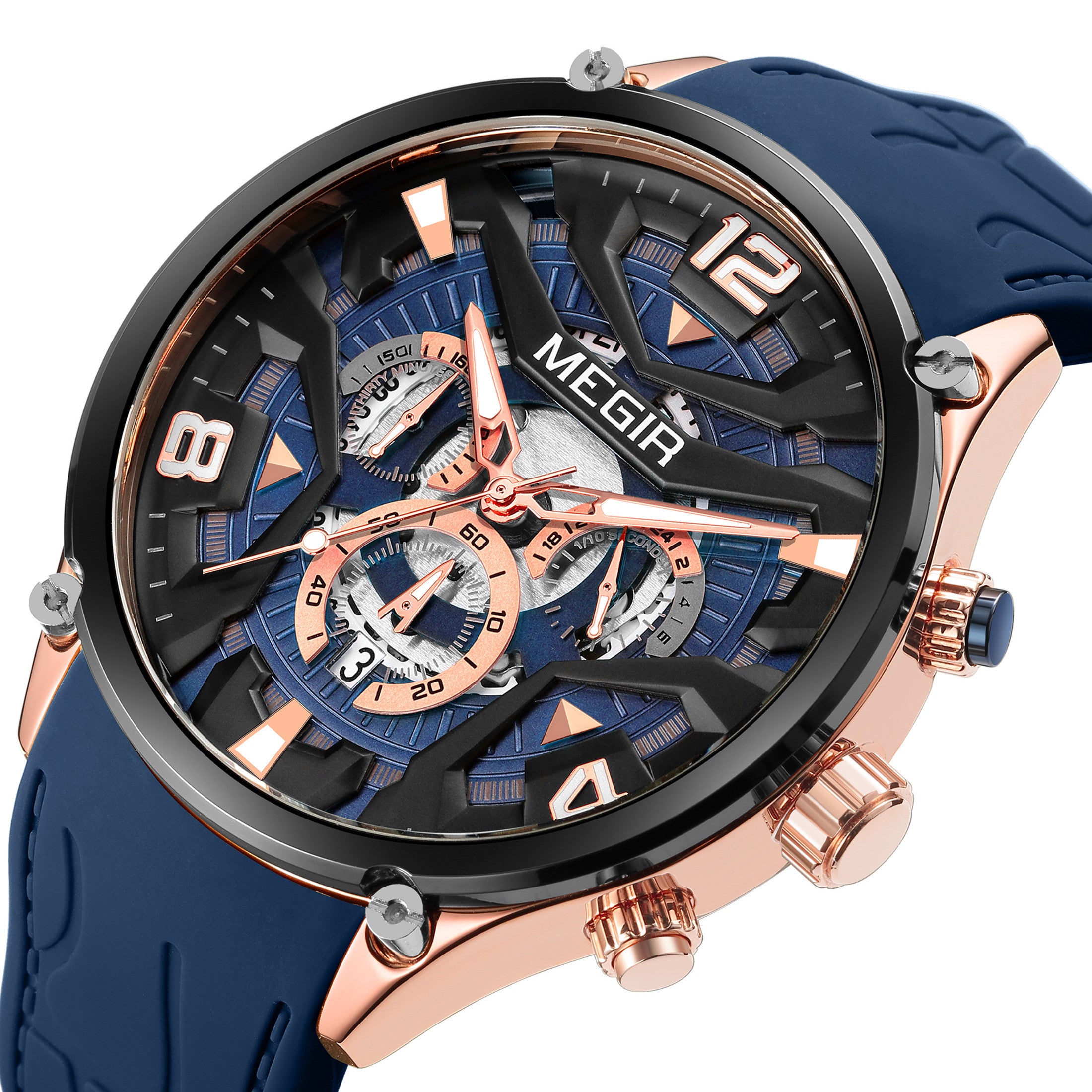 MEGIR Chronograph Men Watch Brand Luxury Military Watches Silicone Luminous Waterproof Date Man Wristwatch Sport Reloj Hombre-12