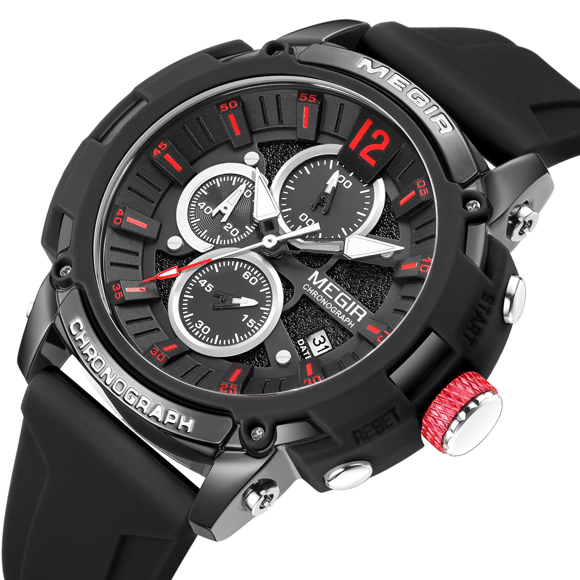 MEGIR Fashion Military Watch for Men Top Luxury Sport Quartz Chronograph Waterproof Male Clock Wristwatch Silicone Reloj Hombre-14