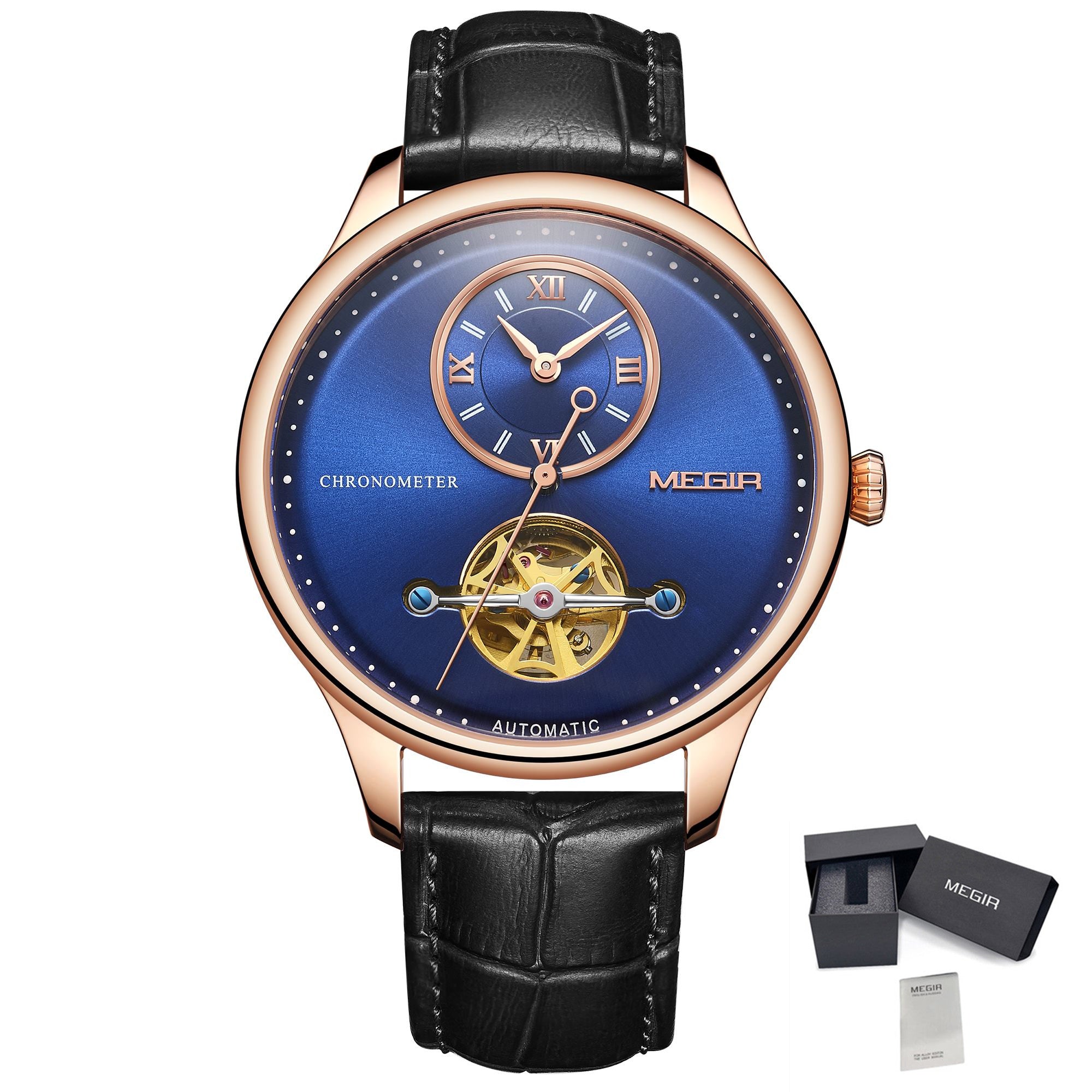 MEGIR Luxury Brand Men Mechanical Watches Multi-function Clock Wrist Watch Leather Automatic Movement Waterproof Wristwatch-15
