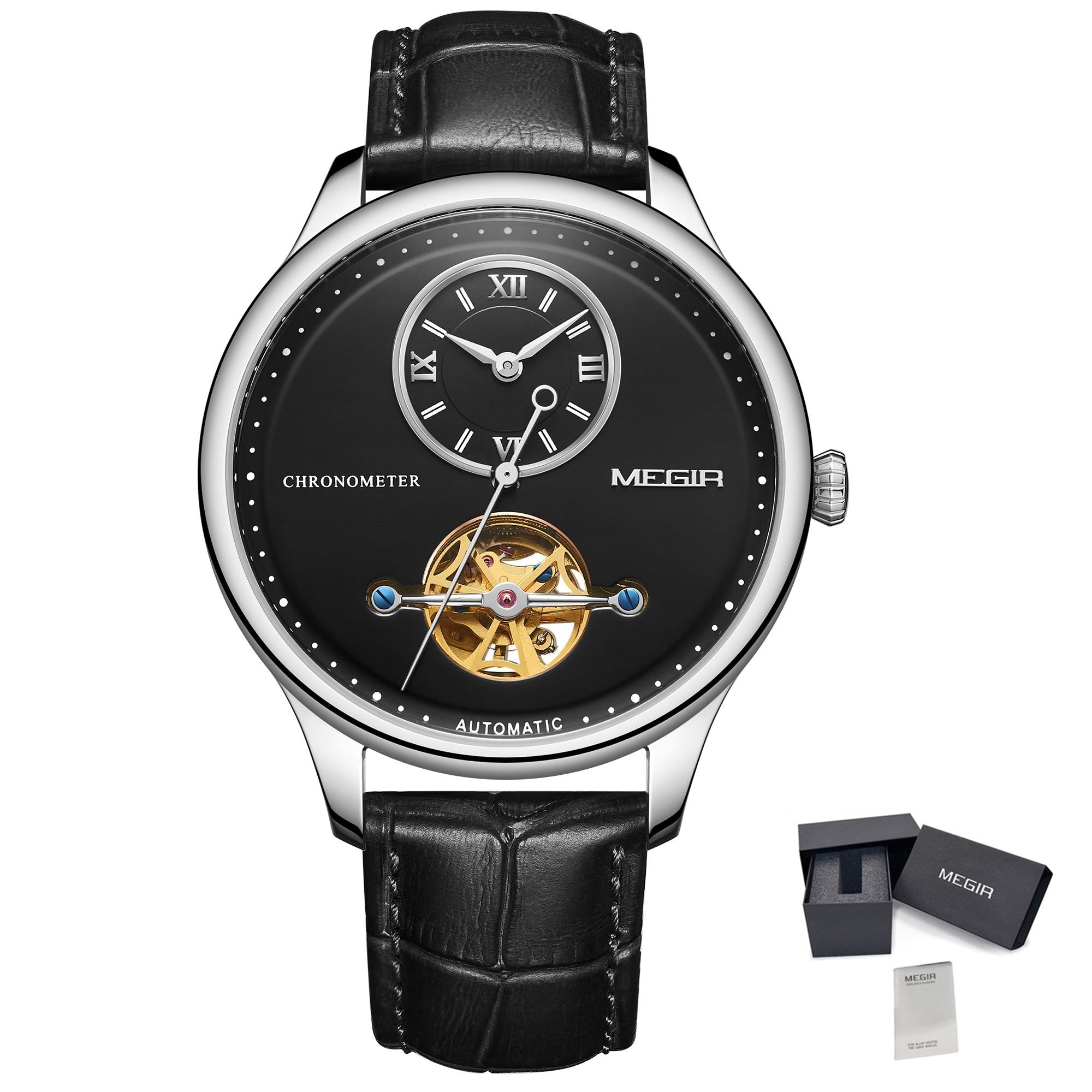 MEGIR Luxury Brand Men Mechanical Watches Multi-function Clock Wrist Watch Leather Automatic Movement Waterproof Wristwatch-16