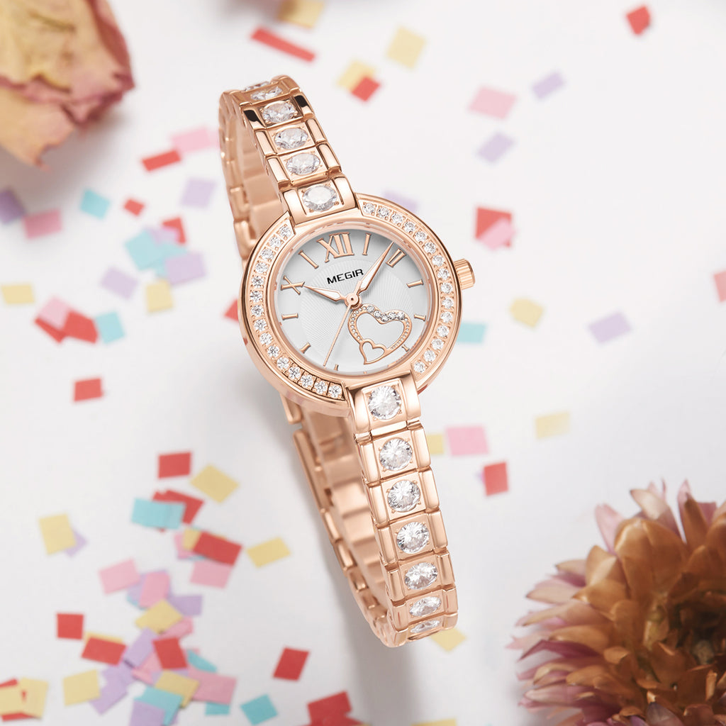 MEGIR Fashion Women Bracelet Quartz Watches Ladies Sports Dress Wrist Watch Luxury Diamond Female Clock Relogio Feminino-5