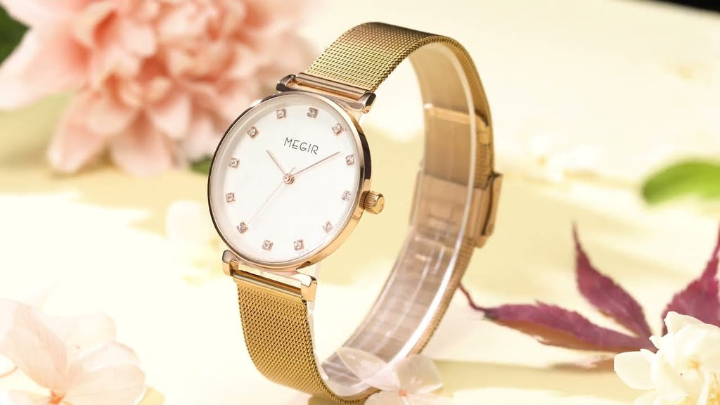 MEGIR Quartz Wristwatches Woman Bracelet Watch Ladies Stainless Steel Mesh Fashion Luxury Waterproof Watches Female Dress Clock