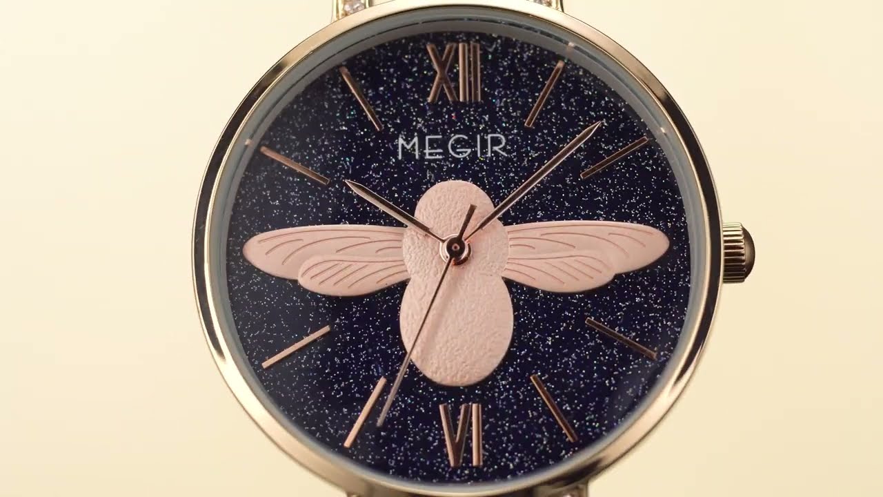 MEGIR Fashion Women Watches Top Brand Luxury Quartz Wristwatch Ladies Rose Gold Mesh Belt Business Casual Watch Reloj Mujer 7009-9