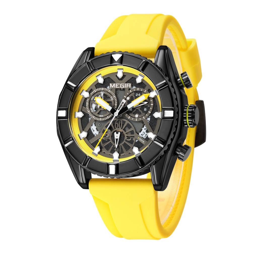 MEGIR Big Dial Watches Men Quartz Military Watch Silicone Strap Sport Watch Waterproof Clock Male Chronograph Relogio Masculino-11