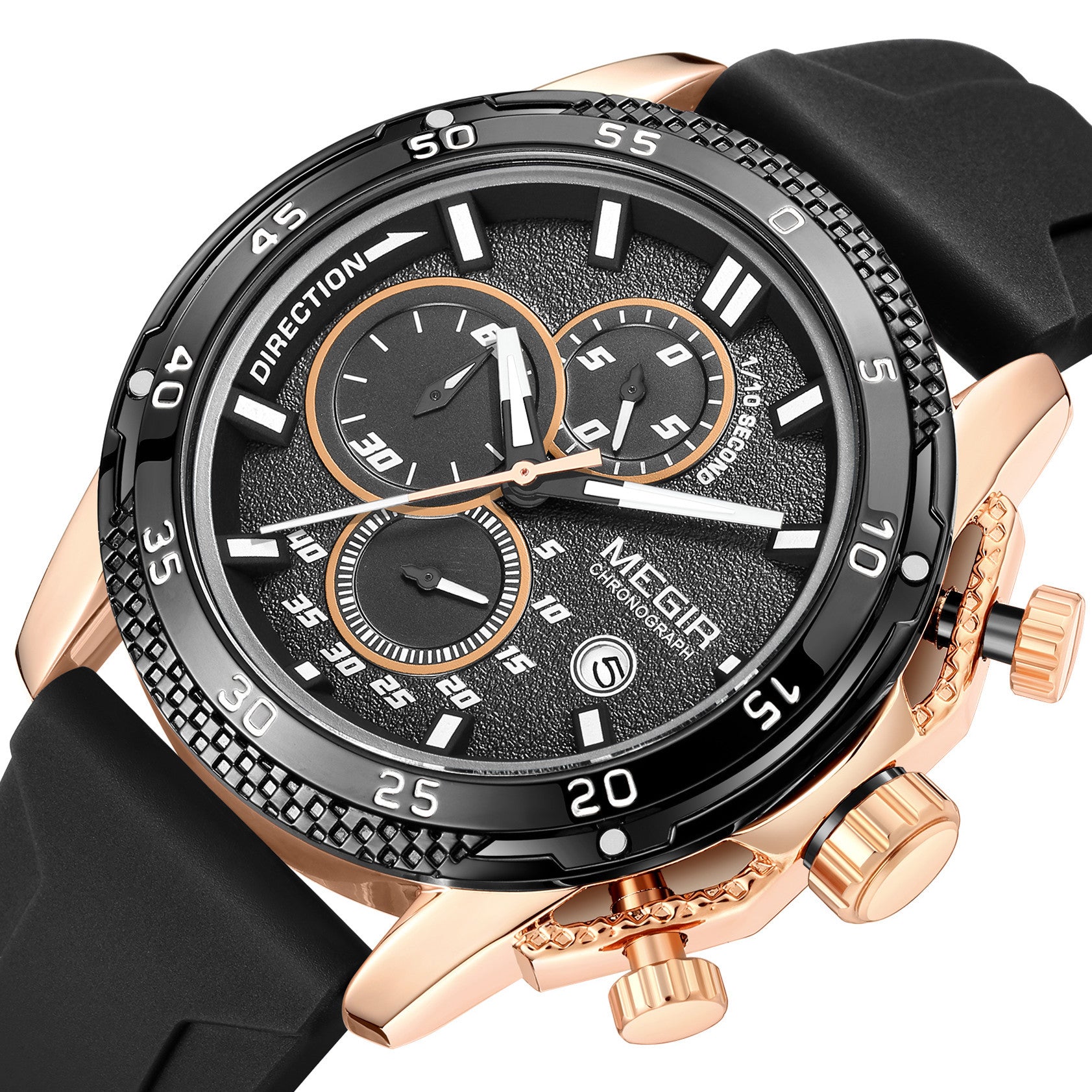 MEGIR Mens' Watches Luxury Fashion Military Sport Watch for Man Waterproof Luminous Silicone Quartz Wrist Watch Clock 2211-11