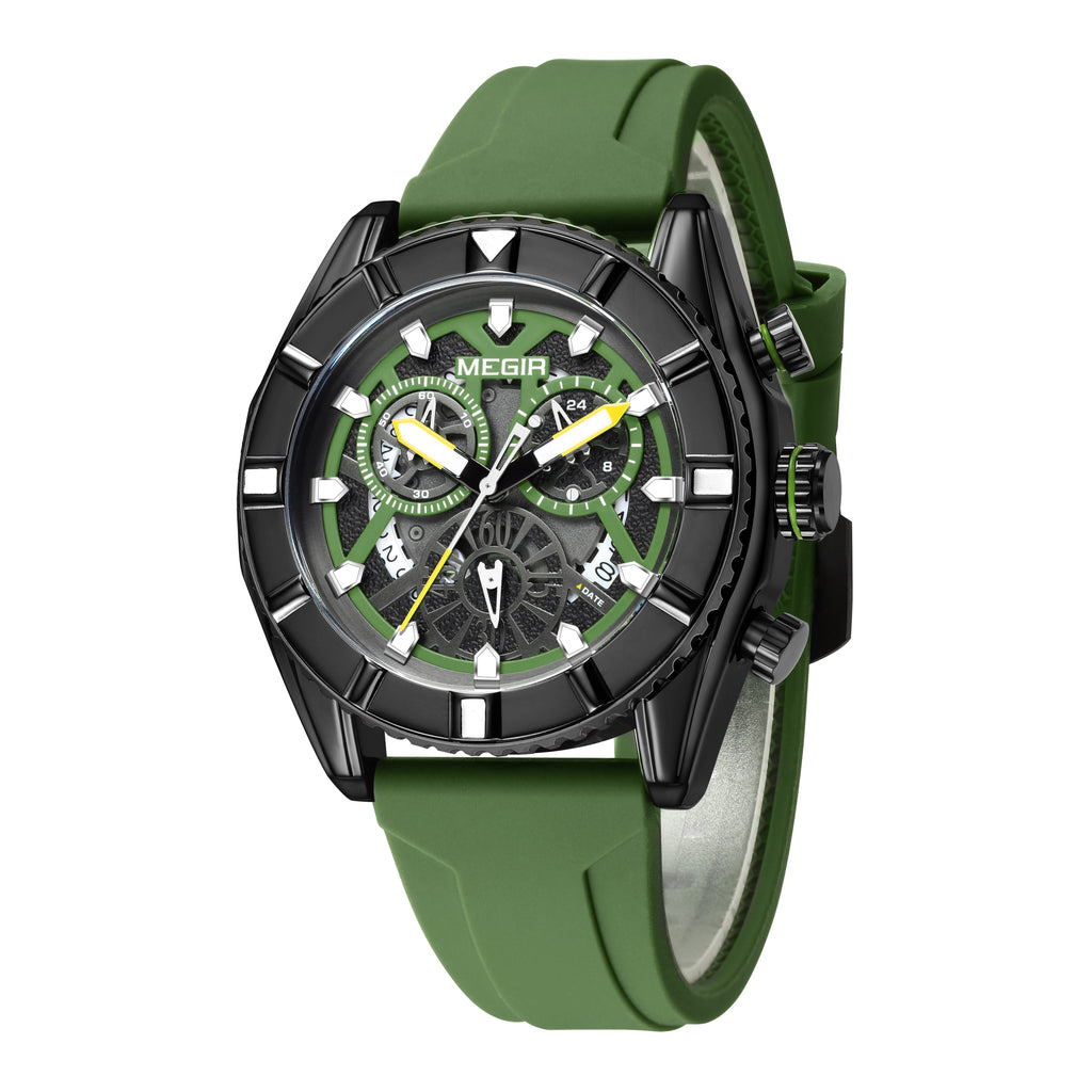 MEGIR Big Dial Watches Men Quartz Military Watch Silicone Strap Sport Watch Waterproof Clock Male Chronograph Relogio Masculino-12