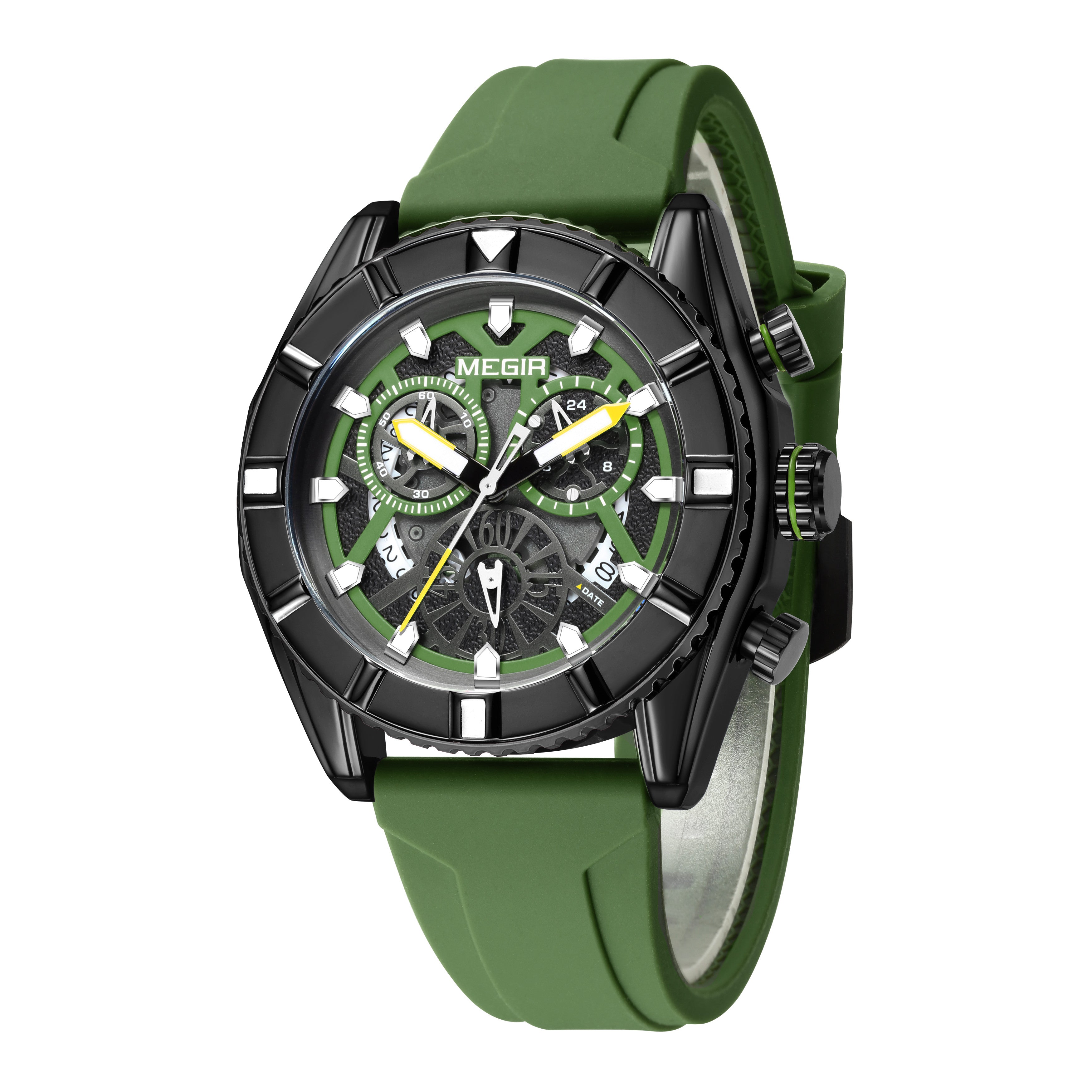 MEGIR Big Dial Watches Men Quartz Military Watch Silicone Strap Sport Watch Waterproof Clock Male Chronograph Relogio Masculino-12