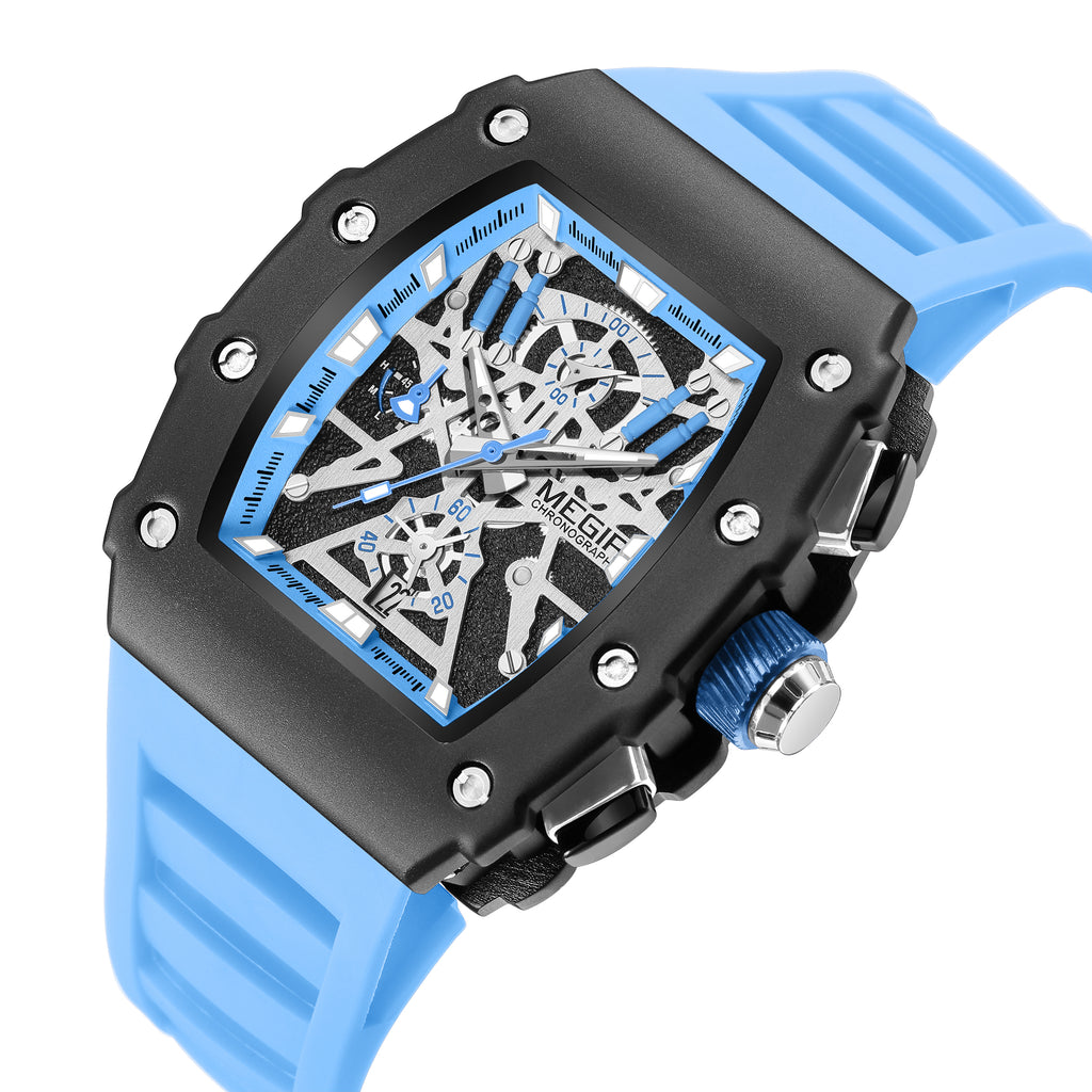 MEGIR Luxury Outdoor Sport Wristwatch for Mens Silicone Waterproof Watches Quartz Wrist Watch Male Clock Military Watch 2218-13