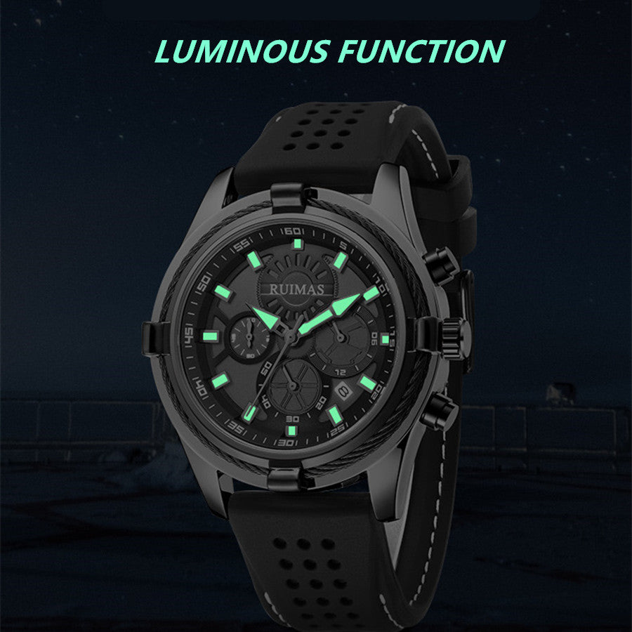 RUIMAS Top Luxury Quartz Wristwatches Men Silicone Large Dial  Military Sports Watches Waterproof Luminous Date Reloj Hombre