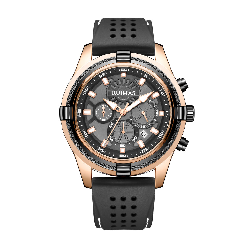 RUIMAS Top Luxury Quartz Wristwatches Men Silicone Large Dial  Military Sports Watches Waterproof Luminous Date Reloj Hombre