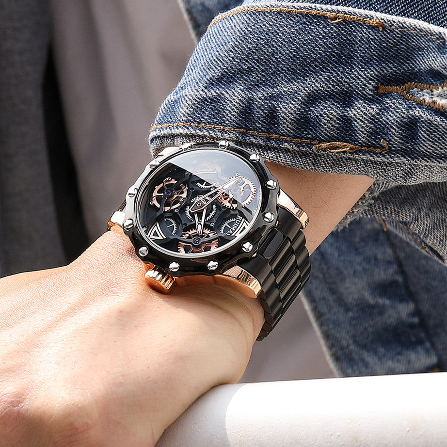 RUIMAS Quartz Watches Men's Business Wristwatch Waterproof Male Clock Chronograph Stainless Steel Casual Watch reloj hombre 331-2