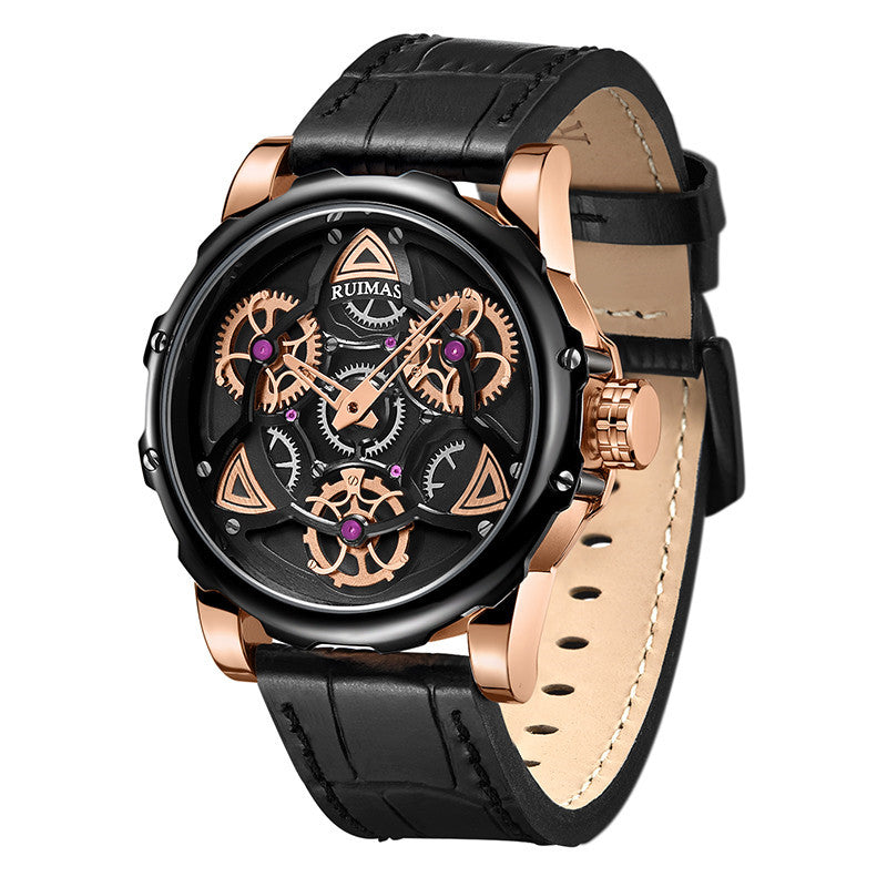 RUIMAS Relogio Masculino Fashion Leather Strap Big Dial Sports Quartz Watches for Men 3ATM Waterproof Casual WristWatch Clock-10