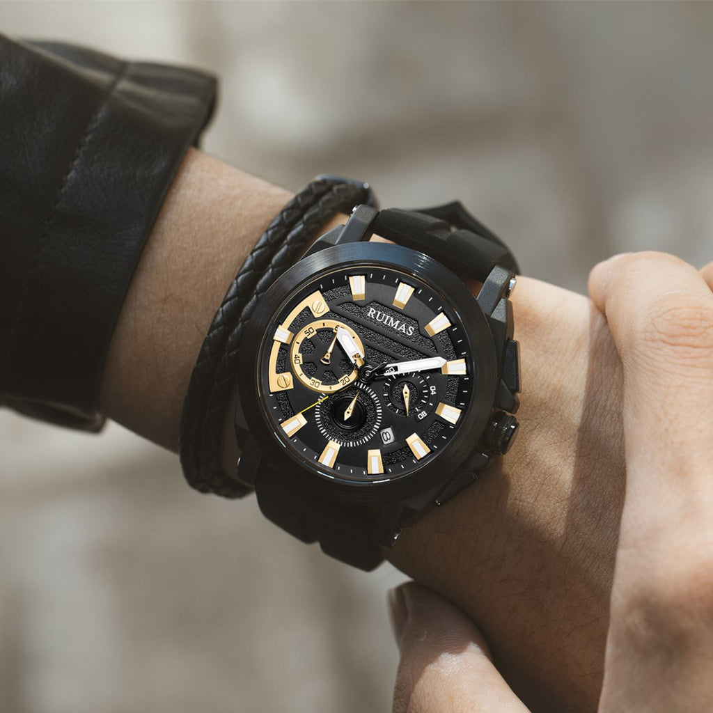 RUIMAS Relogio Masculino Luxury Silicone Band Large Dial Mens Sports Watch Waterproof Luminous Date WristWatch Quartz Clock-2